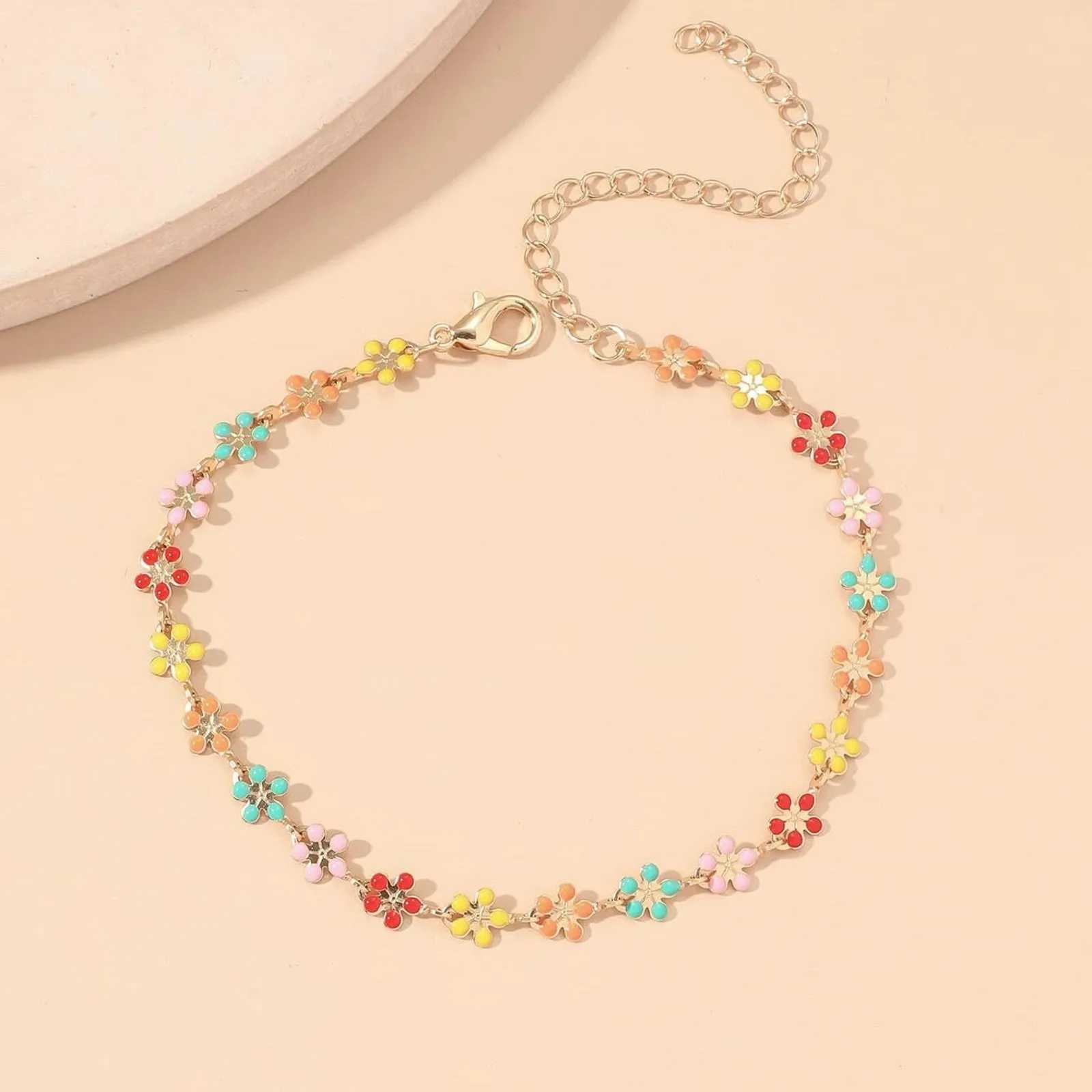 Cute Daisy Flower Anklets For Women Beach Anklet Leg Bracelet Handmade Bohemian Sunflower Floral Foot Chain Boho Sandals Jewelry Y240920