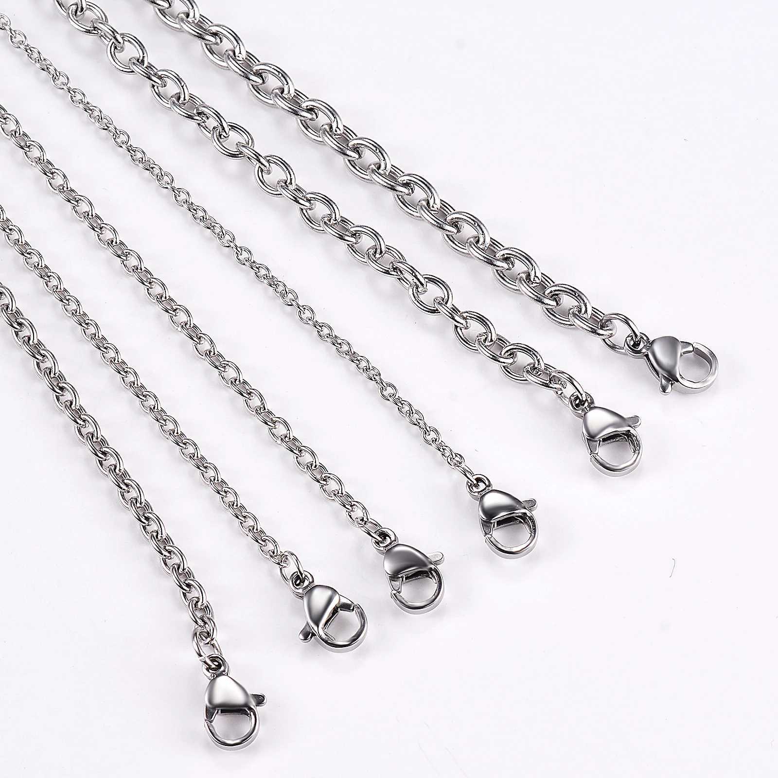 1Pc Width 1.5mm-6mm Stainless Steel Cross O Chain Necklace For Women Men DIY Jewelry Thin Bracelet NecklaceX240919