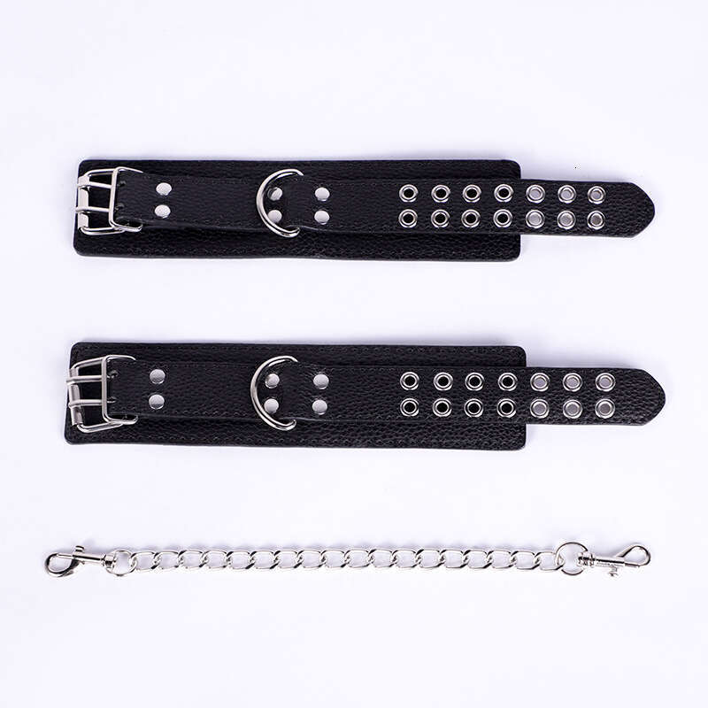 Cross border hot selling SM props, bound handcuffs, black lychee pattern adjustable and fun handcuffs, alternative adult products