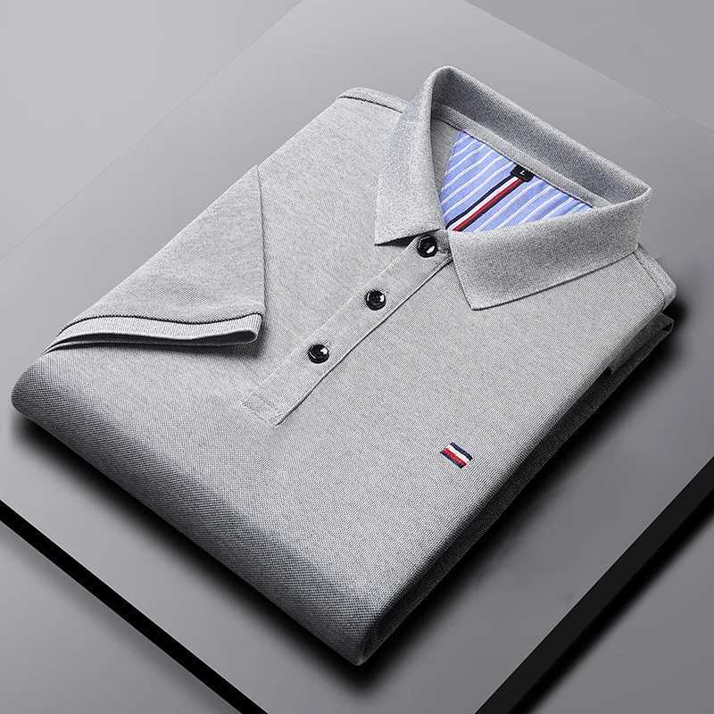 Embroidered Mens Pure Cotton Popsicle Cotton Polo Shirt 2024 Summer Short Sleeved New Business Casual Breathable Polo Shirt ForX240920