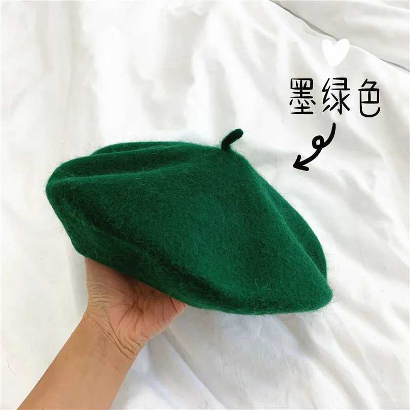 New Adult Casual Wool berete hats Woolen Artist hat Thick warm Flat French Pumpkin capsX240919
