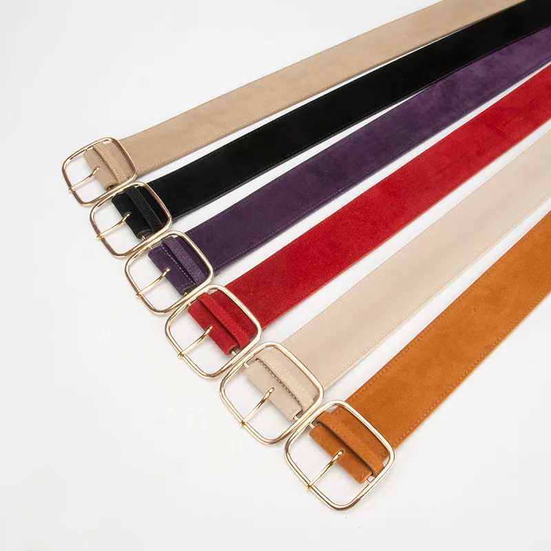 Retro wide waistband for women with simple and versatile buttons paired with jeans tight straps and high-quality pin buckle leather straps W240920