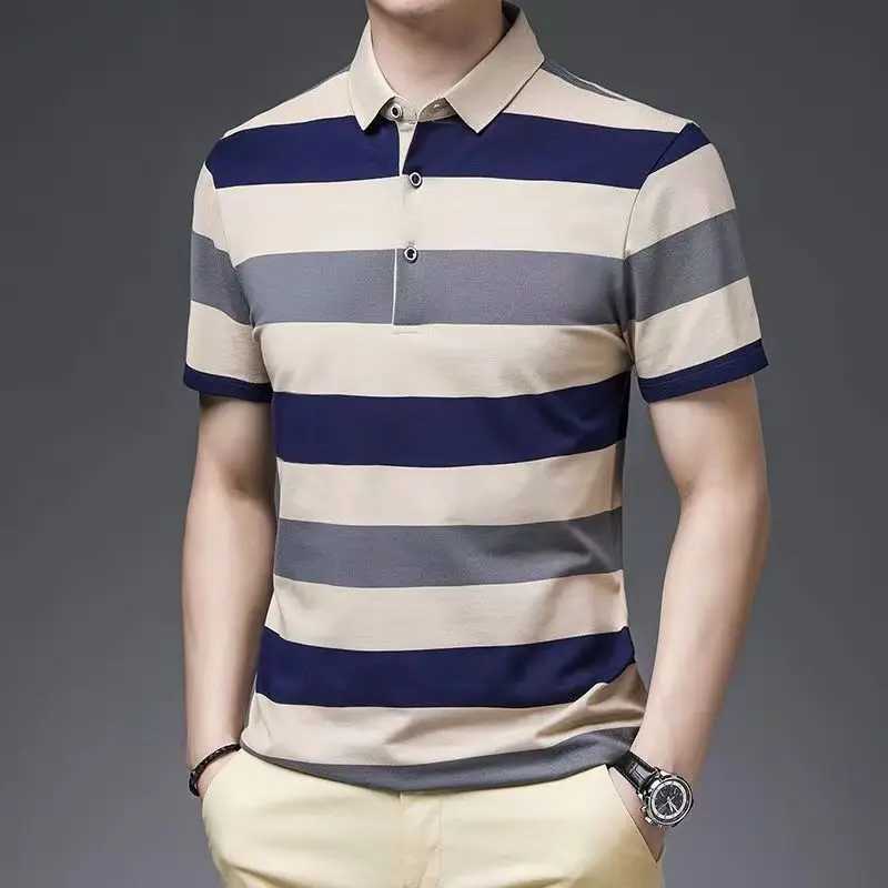 Koreon Fashion Men Striped Polo Shirt Summer Short Sleeve Streetwear Basic Male Clothes Tee Shirt Business Casual New Loose TopsX240920