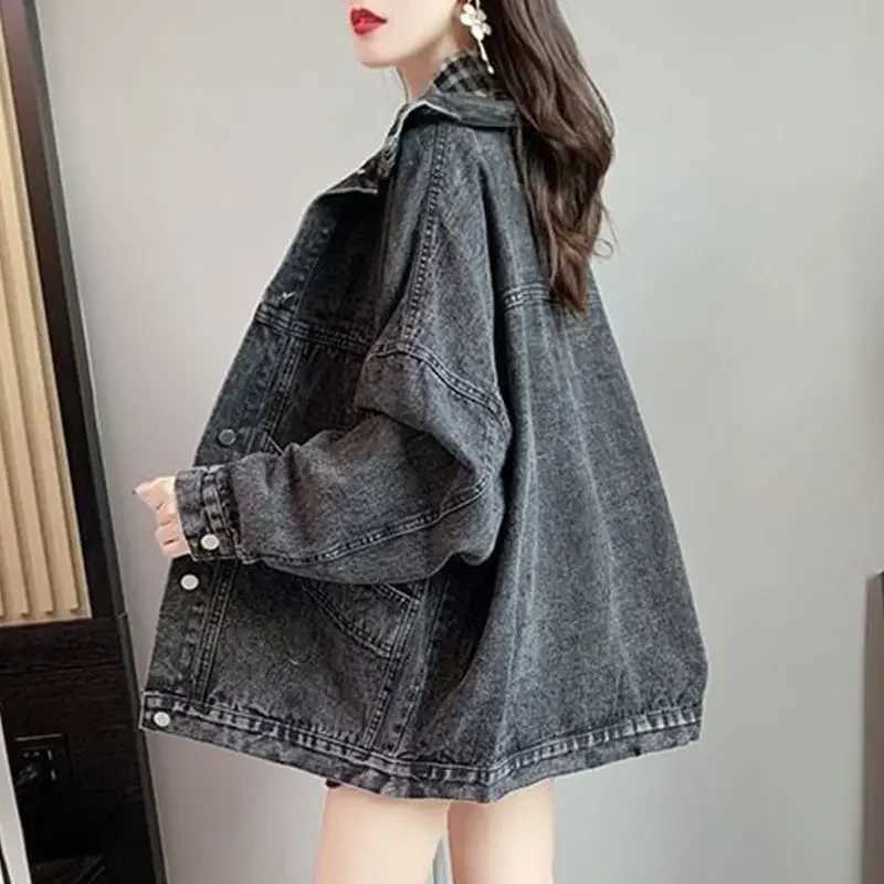 Autumn Loose-fit Womens Jacket Student Style Denim Top Spring/autumn VersionX240920