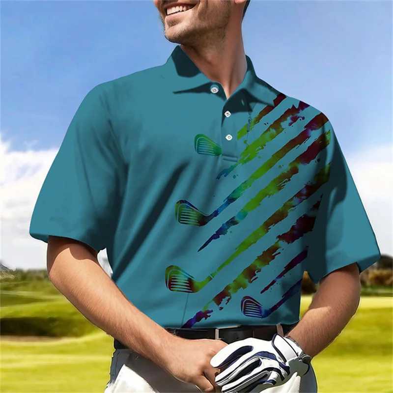 New Golf Harajuku Polo Collar Short sleeved Sweatshirt Mens Polo Shirt Summer Comfortable and Breathable Casual Street ClothingX240920