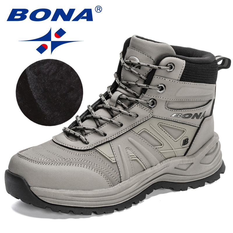 2023 BONA New New Designers Winter Plush Hiking Shoes Men Outdoor Mountain Snow Boots Man Anti-collision Sneakers Keep Warm Footwear 3971