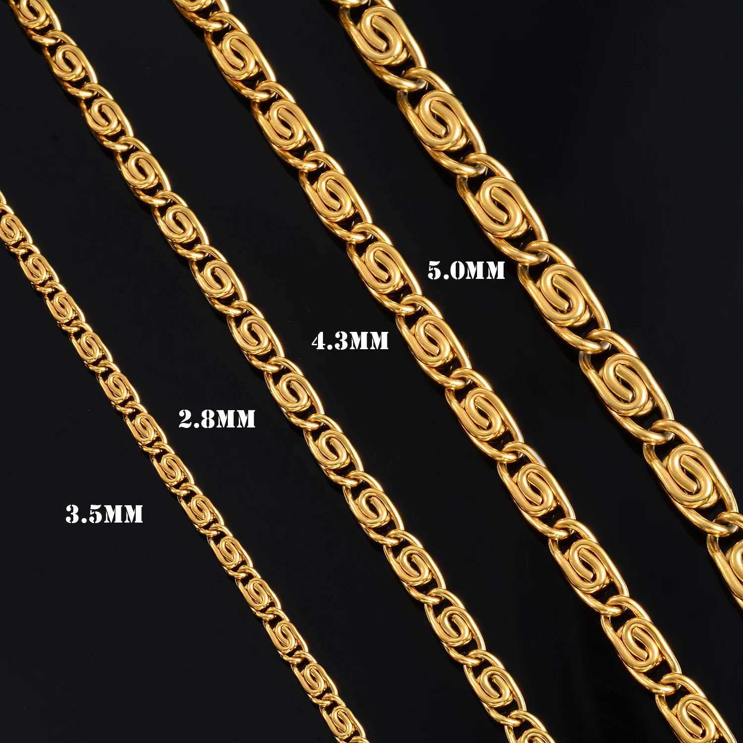 Yadreva Handmade Unwelded Gold Color Marine Necklace Figaro Stainless Steel Chain Fashion Jewelry FindingsX240919