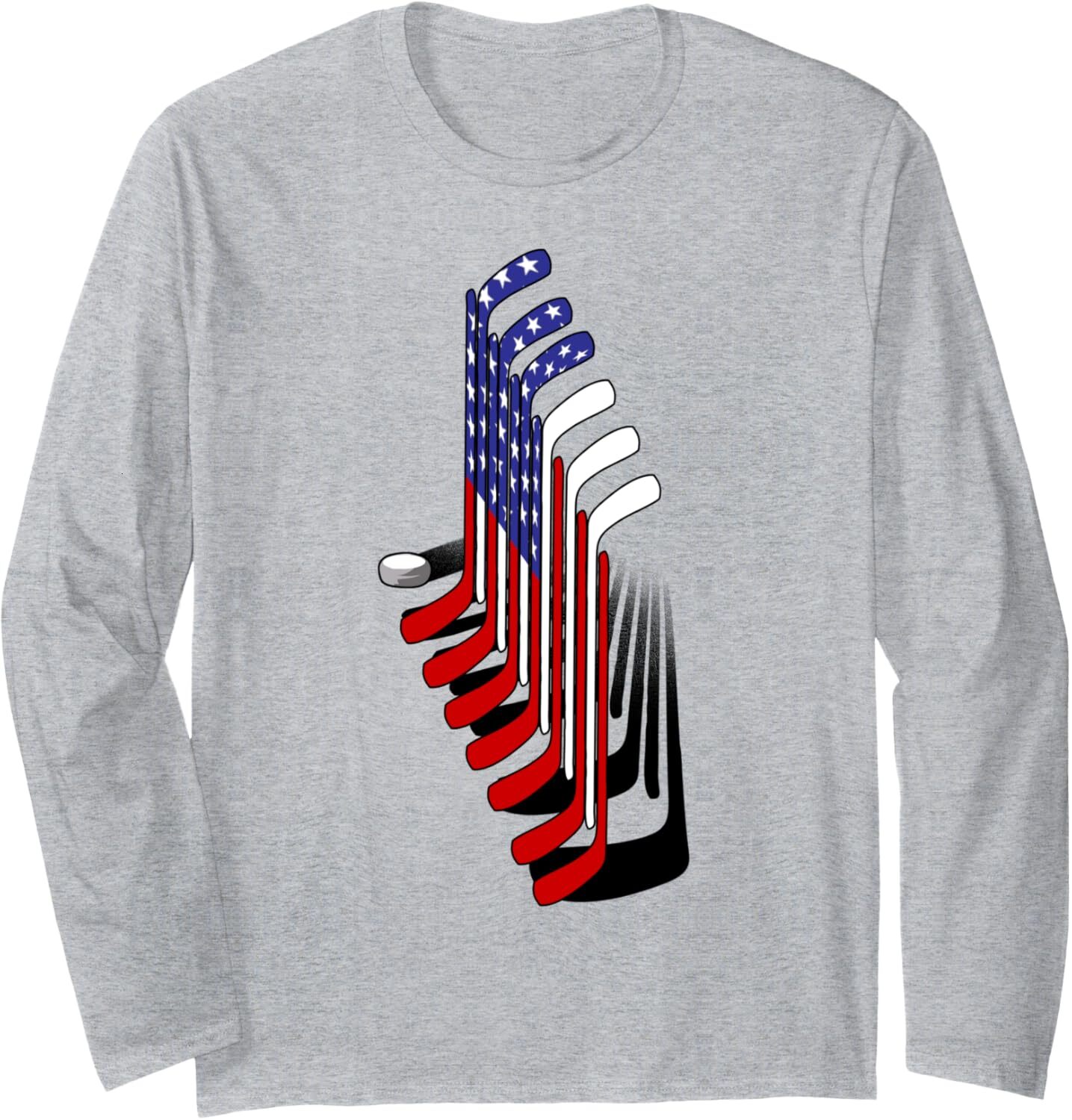 Long Sleeve Shirts for Men sweatshirt Ice Hockey, American Hockey Flag Sport Player Gift Long Sleeve Tee Streetwear Casual tops clothes