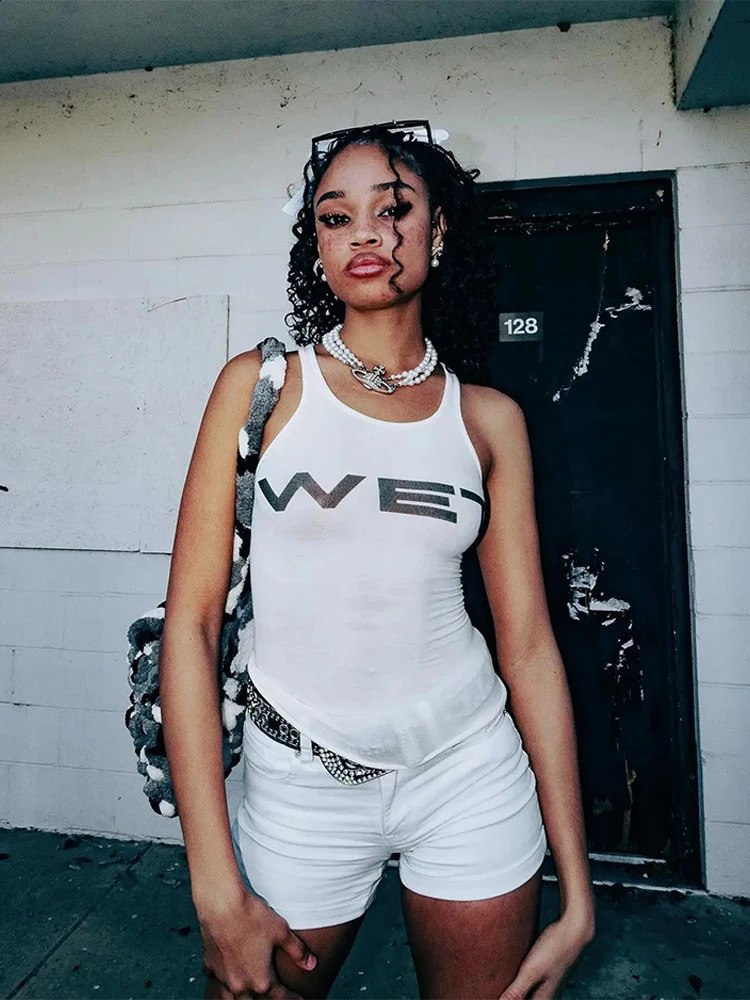 Summer Y2k Womens Sleeveless Vest Streetwear Hip Hop U Neck Rock Sports Corset Emo Girls Short Tops Casual Basic Tank 240918
