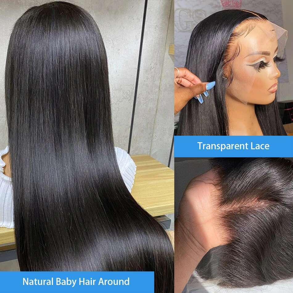 30 36 Inch 13x4 Bone Front Human Hair Brazilian 13x6 Straight HD Lace Frontal Wig 5x5 Closure Glueless Wigs