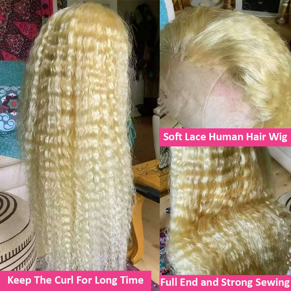 13x4 Deep Wave 613 Honey Blonde 180 Density Frontal Wigs 30 Inches Transparent 13x6 Curly Colored Lace Front Human Hair Wig