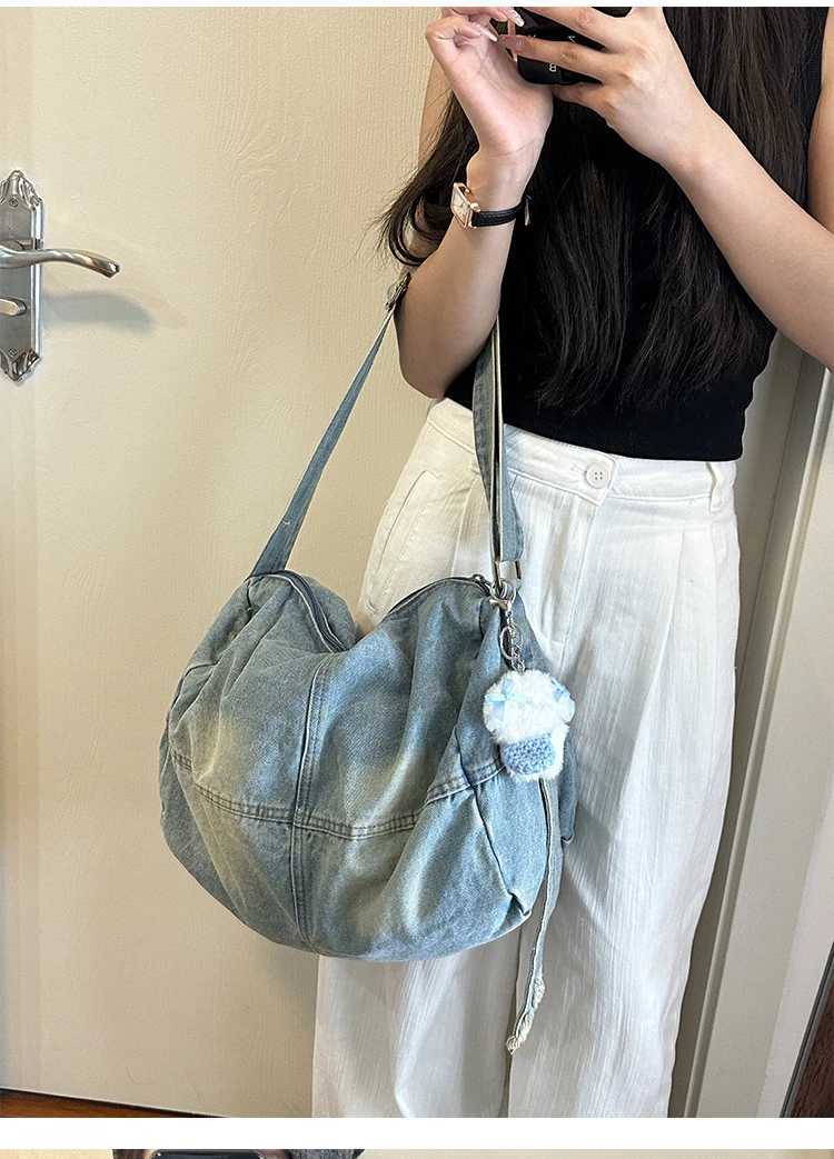 CMM Vintage Y2k Denim Bag Women Retro Sweet Cool Large Capacity Casual Handbag Purse Ladies Harajuku Aesthetic Underarm 240920