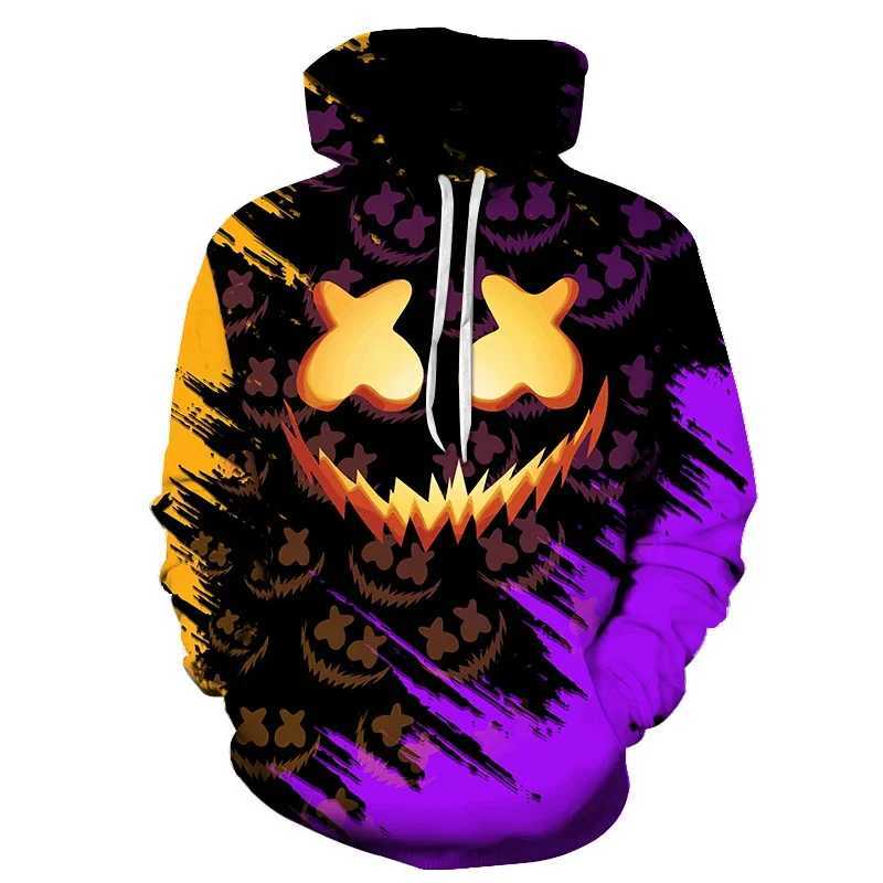Halloween Fashion Devil Smiling Face 3D Printed Hoodie Sweatshirt Mens and Womens Terror Casual Fun Pullover Hip Hop Hoodies Y240920