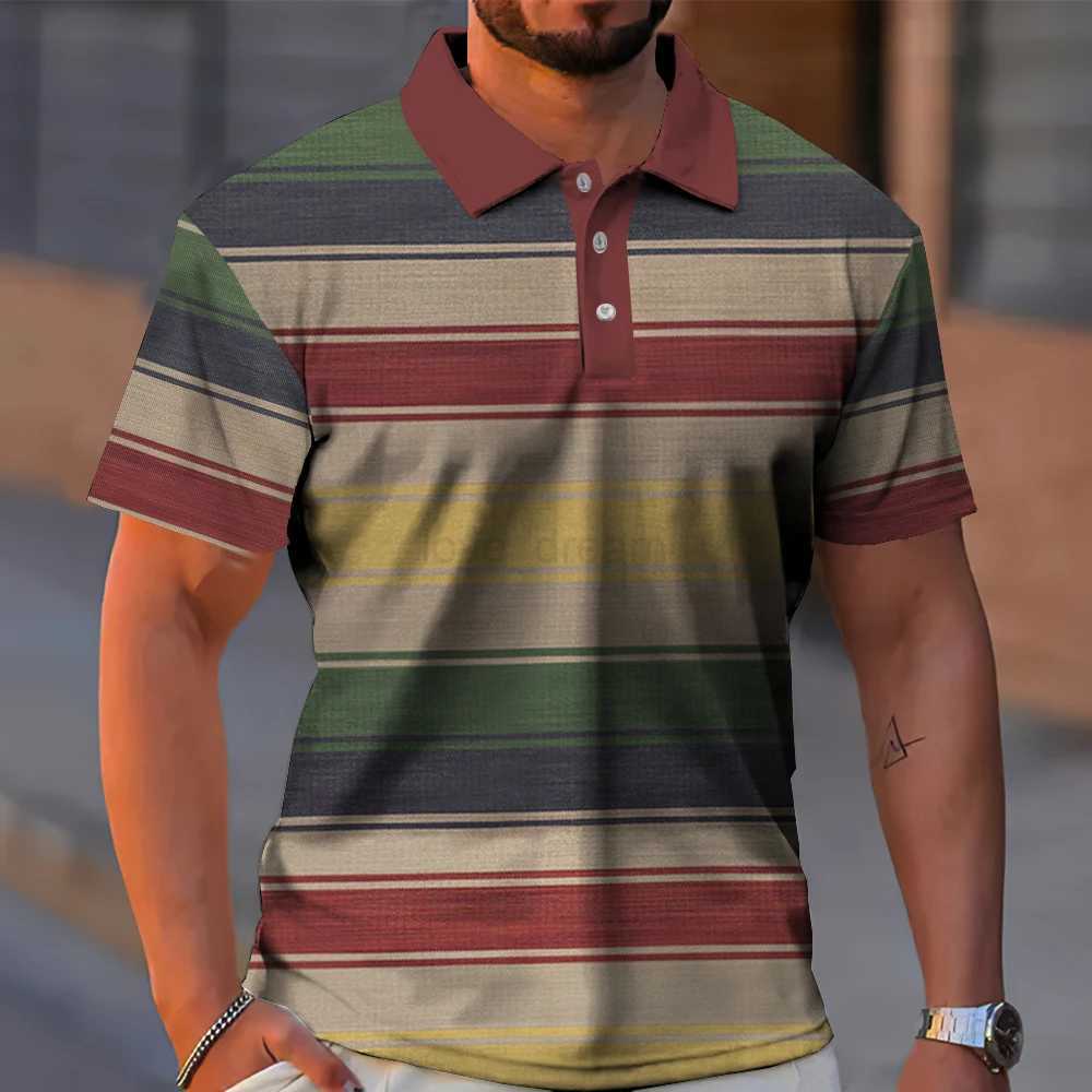 New Striped Mens Polo Shirt Summer Casual Short Sleeve T-Shirt For Men Golf Sport Shirts Loose Oversized Polo T-Shirt Top 2024XJ240920
