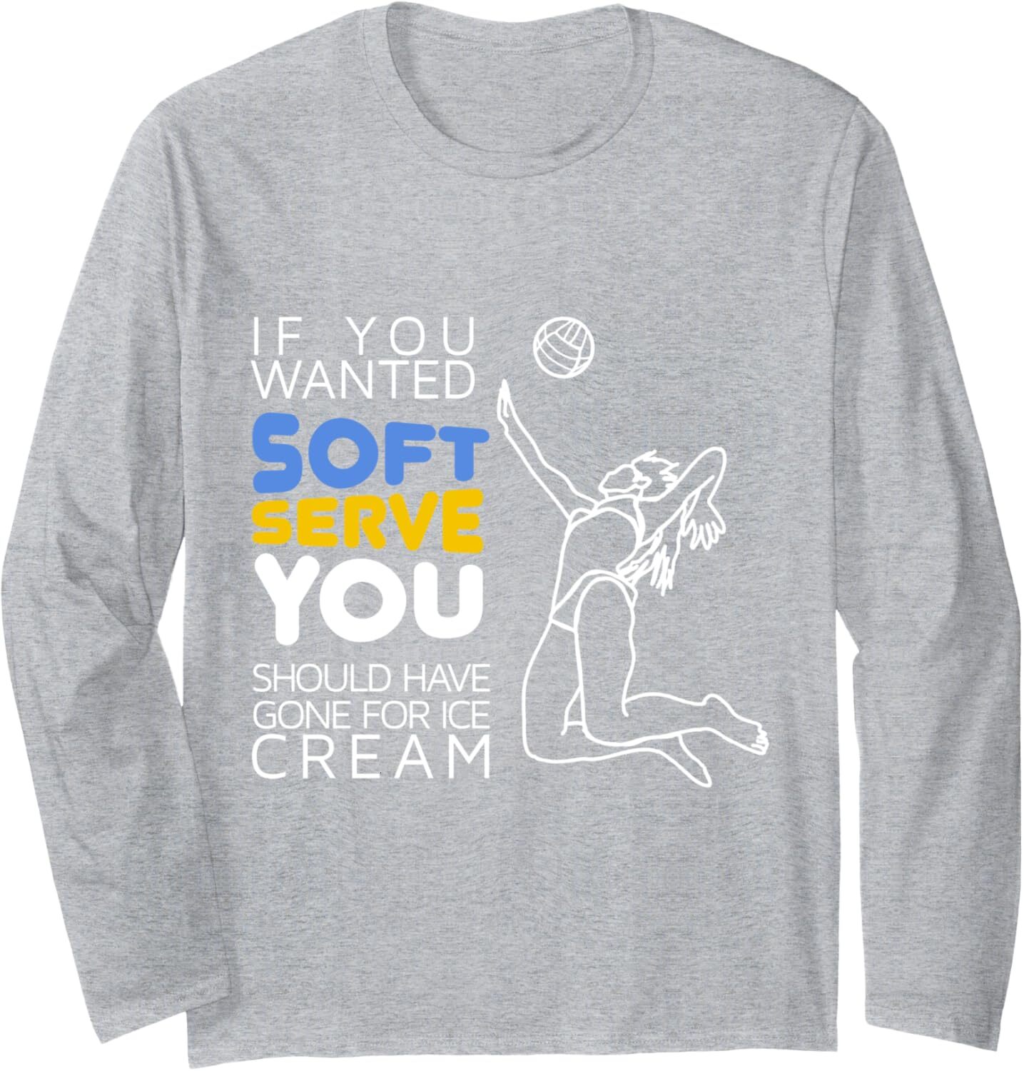 Long Sleeve Shirts for Men sweatshirt Cool Volleyball Player Gift - Wanted Soft Serve Long Sleeve Tee Streetwear Casual tops clothes