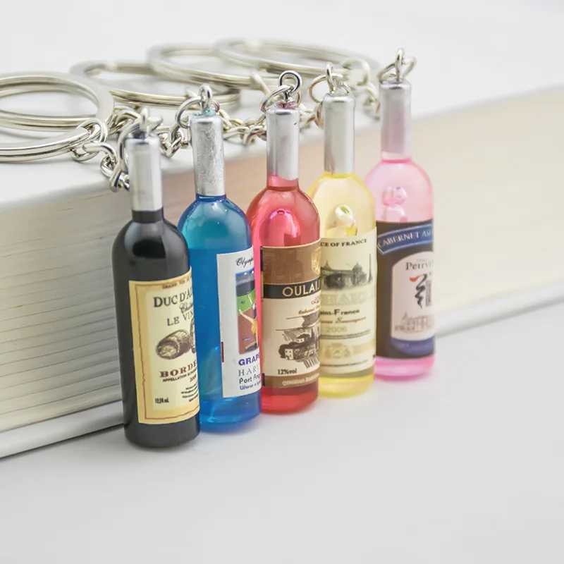 Resin Beer Wine Bottle Keychains Assorted Color for Women Men Car Bag Hanging Keychain Keyring Pendant Wedding Party GiftX240919