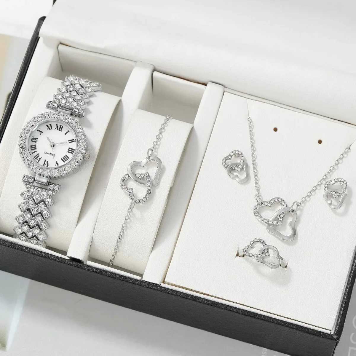 Luxury Brand Design Watches 6PCS Set Women Watch Female Clock Roman Dial Casual Ladies Quartz Wristwatches Bracelet Set RelojesX240920