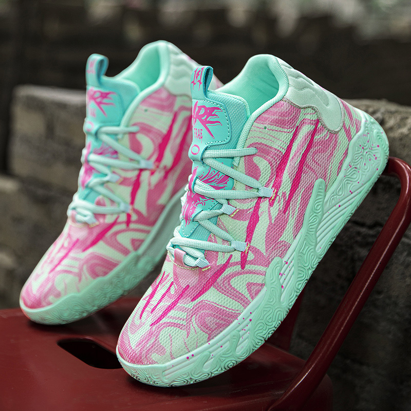 High Quality Colorful Basketball Sneakers Unisex Anti-shock Outdoor Men's Basketball Shoes Lace-up Anti-slip Men Athletic Shoes