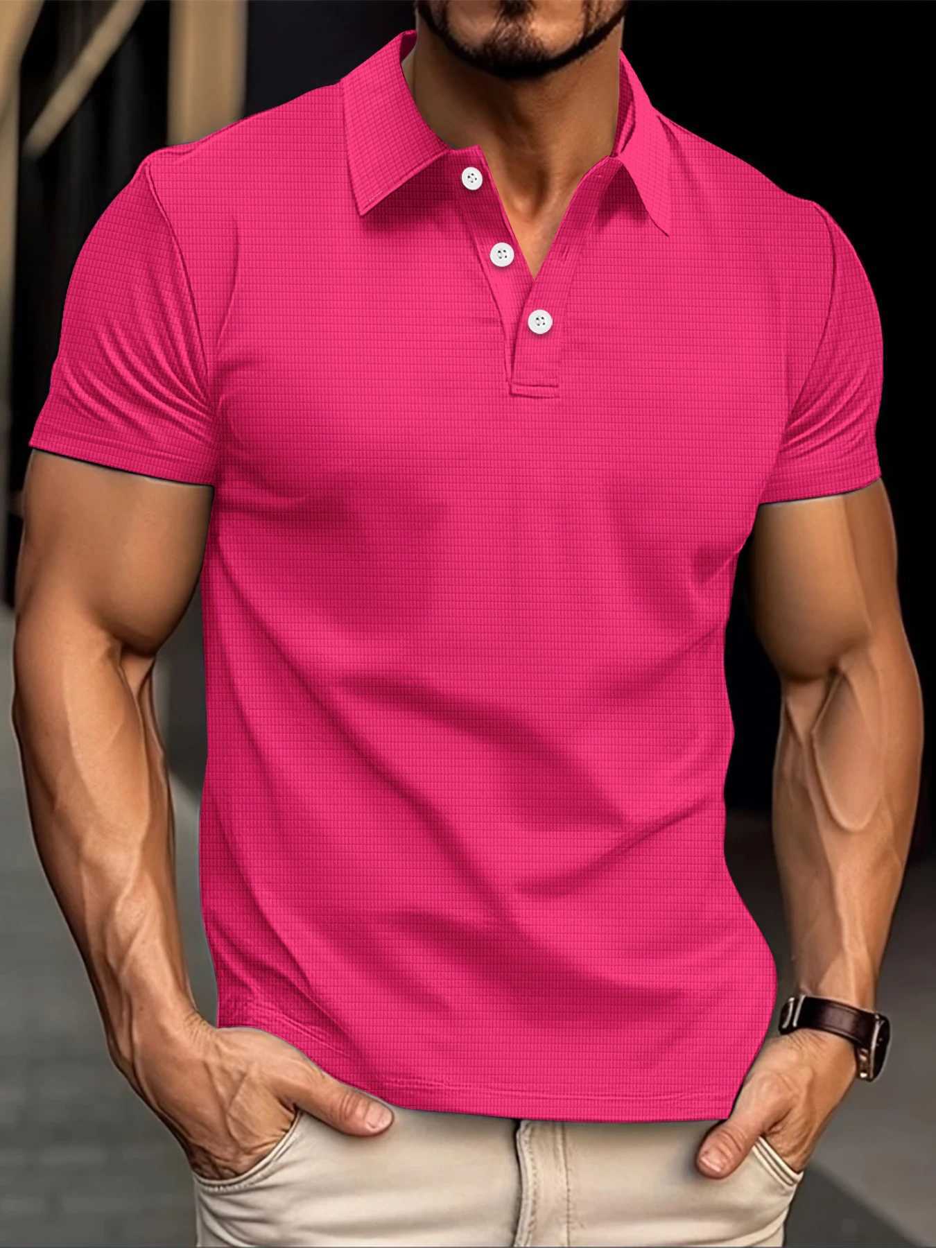 New mens short sleeve T-shirt summer solid color lapel polo shirt men breathable street clothing POPL shirtX240920