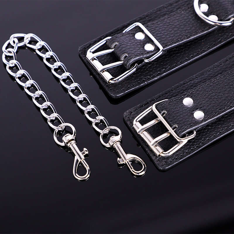 Cross border hot selling SM props, bound handcuffs, black lychee pattern adjustable and fun handcuffs, alternative adult products