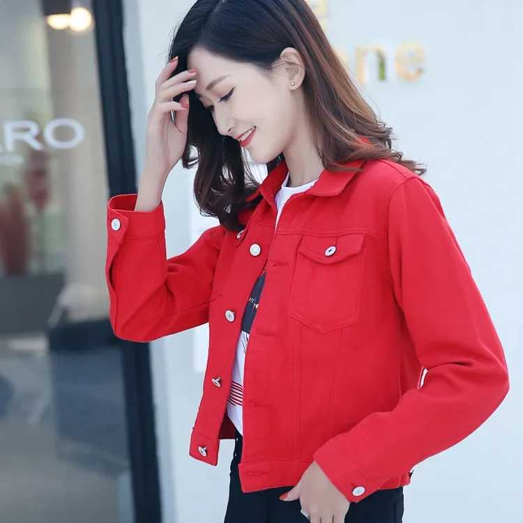 Trendy Denim Jacket For Women Cropped Slim Fit Spring Colorful Student Top Popular On The Internet Versatile ClothingX240920