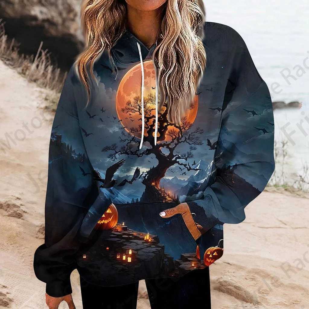 Halloween 3d Print Hoodie Women Fashion Oversized Hoodies Women Sweats Coat Girl Hooded Sweatshirt Winter Tracksuit Street Loose Y240920