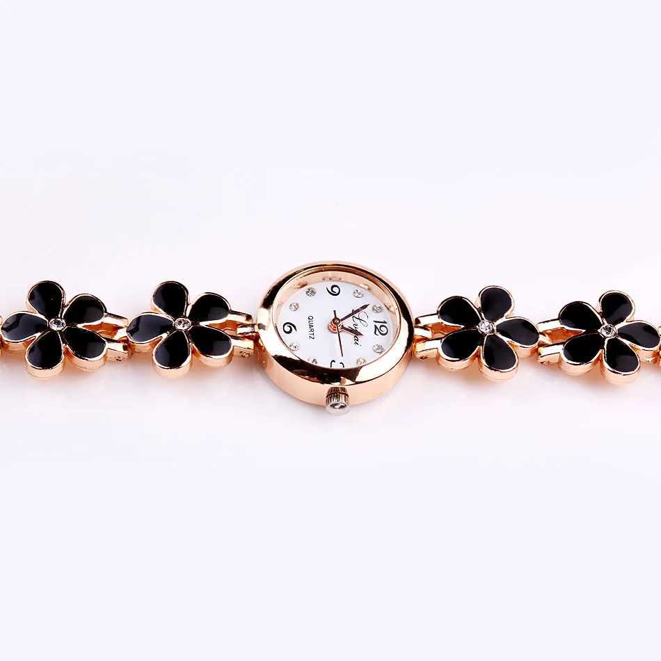 Fashion Small Watches Women Luxury Rhinestone Flower Bracelet Stainless Steel Watchband Dress Female Clock Relojes Para MujerX240920