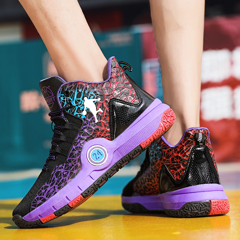 Men's anti-skid and wear-resistant sports shoes, men's high top shoes, shock absorption, practical basketball shoes