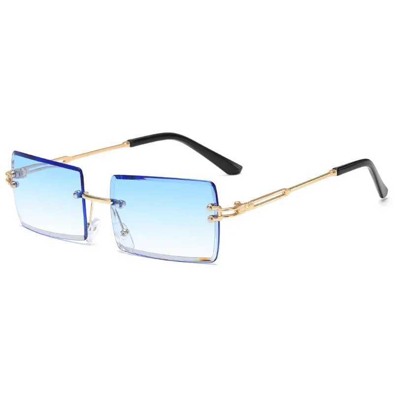 Vintage Fashion 2024 New Sunglasses Rimless Frameless Rectangle Shades Gradient UV400 Summer Traveling Sun Glasses for WomenX240920