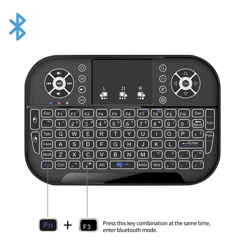 Mini Bluetooth Keyboard 2.4G Dual Mode Handheld Fingerboard Backlit Mouse Touchpad Remote Control for Windows Android TV