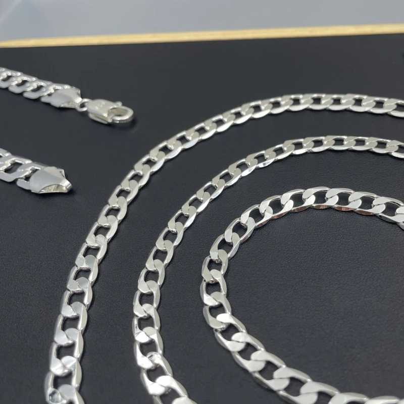 Mens Silver Color Necklace 2/4/6/8/10/12MM 40-75cm Face Chain Necklace Lobster Clasp Men Women Engagement Jewelry GiftsX240919
