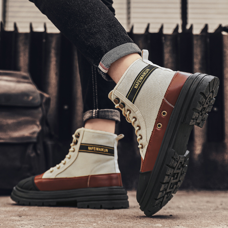 canvas New shoes Men's high top labor protection wear resistant Martin Breathable site outdoor work boots 8979