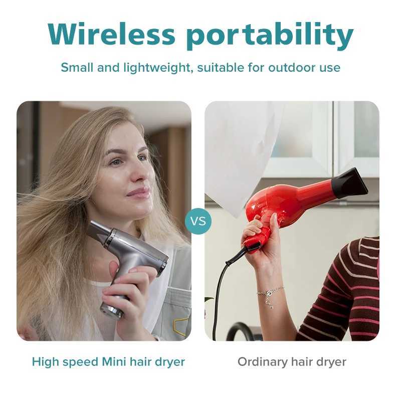 Electric Hair Dryer QXXZ Wireless Hair Dryer High Speed Cordless Mini Travel Tool 120000 RPM Multi Functional Convenient Outdoor Inflatable
