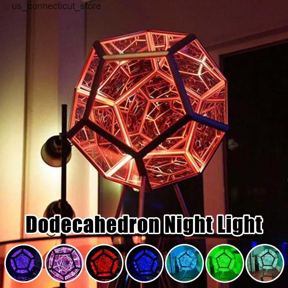 Novelty Lighting Creative Cool Infinite Dodecahedron Creative Cool Color Art Lights Night Lights Christmas Decoration Lights L240910
