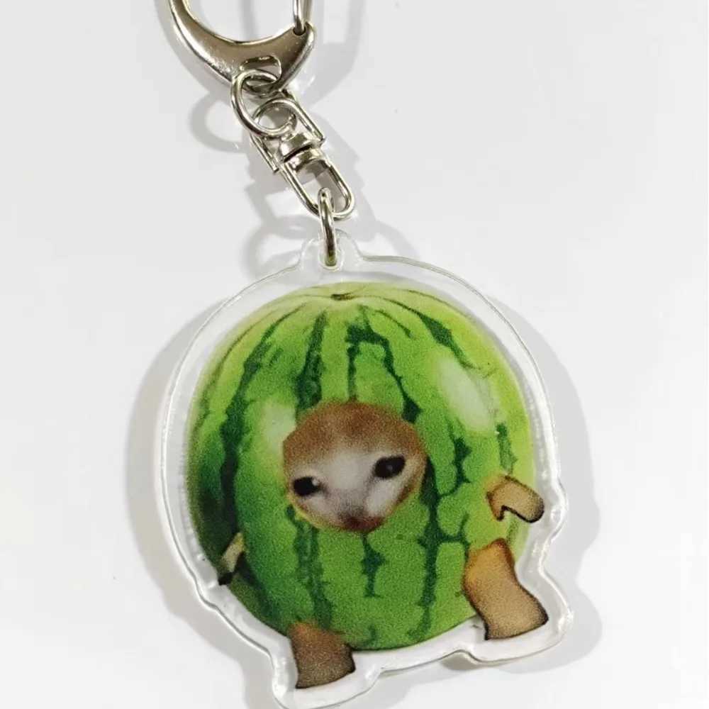 Cute Acrylic Happy Funny Cat Keychain Food Cat Head Portable Toast Cat Pendant Key Ring Small Bag Accessories Car Key ChainsX240919