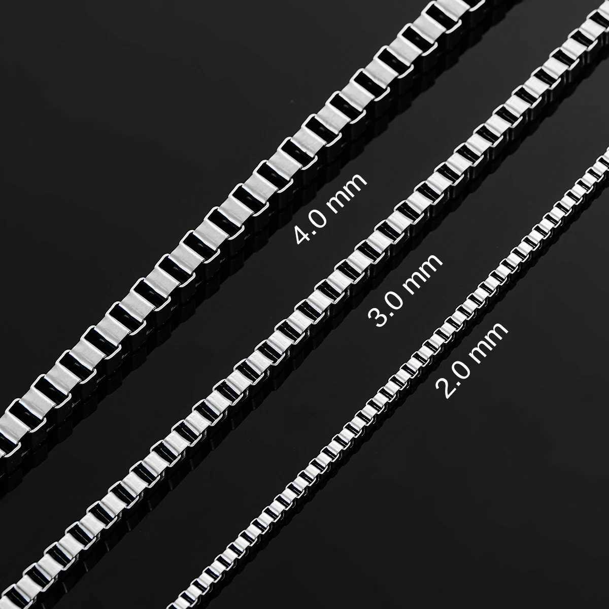 Hip Hop 2mm/3mm/4mm Thickness Box Link Chain Stainless Steel Classical Punk Style Necklace for Men Women Jewelry 14 to 40 InchesX240919