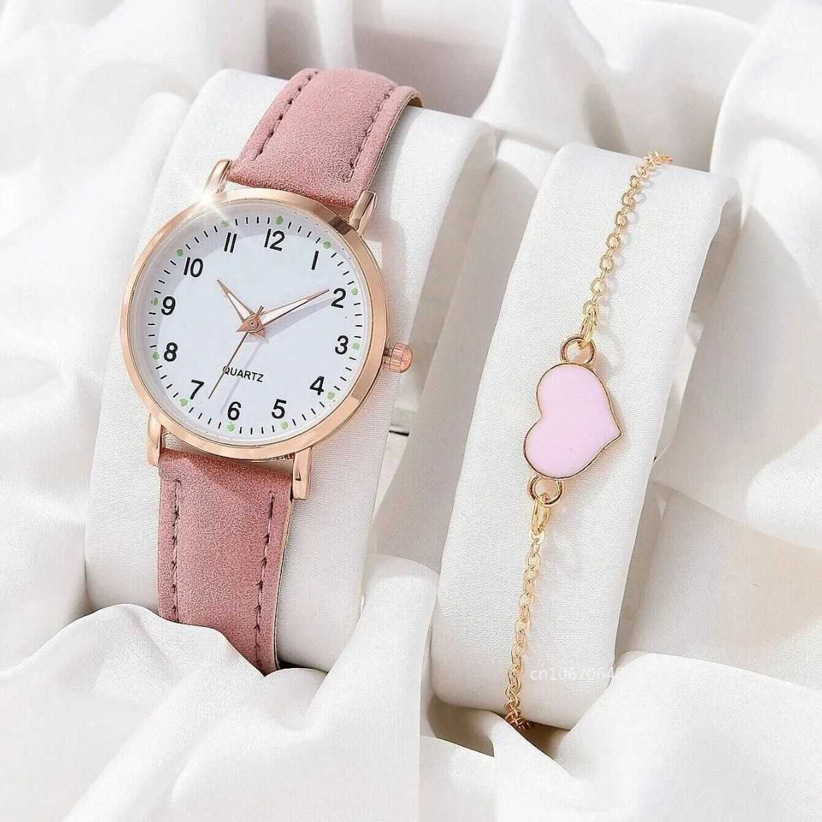 Women Fashion Watch Casual Bracelet Watches Set Leather Simple Round Dial Ladise Quartz Wristwatches Dress Clock Montre FemmeX240920