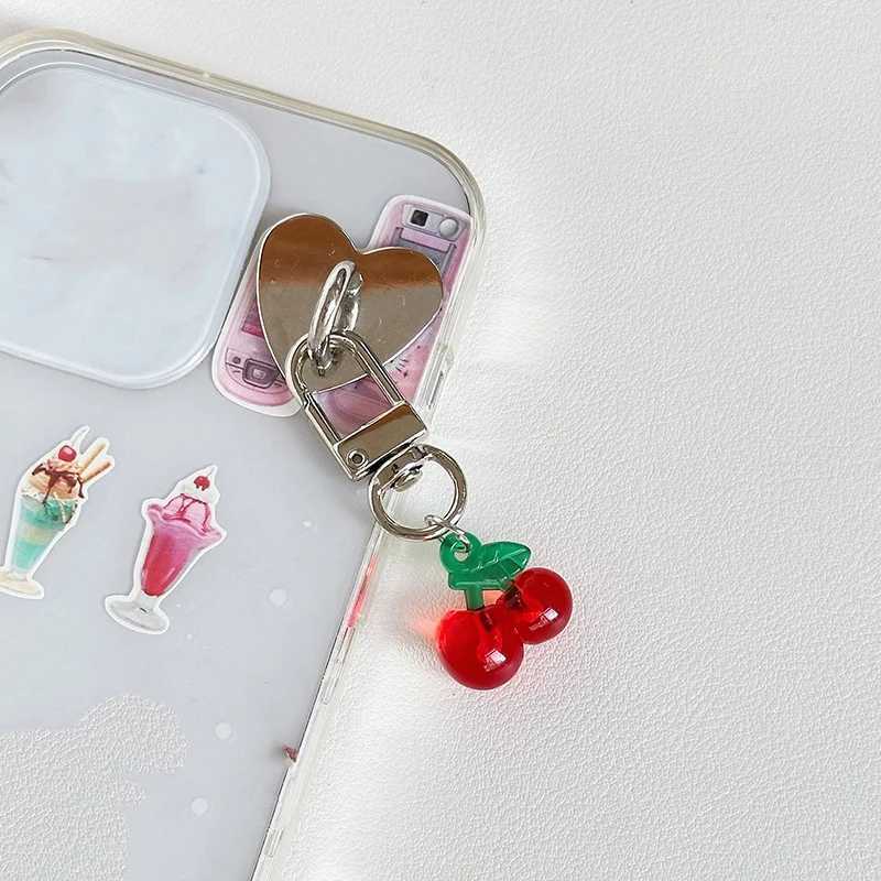 Cute Cherry Keychain Simple Fruits Acrylic Keyring Key Charm Earphone Hanging Decoration Bag Pendant Best Friend GiftsX240919