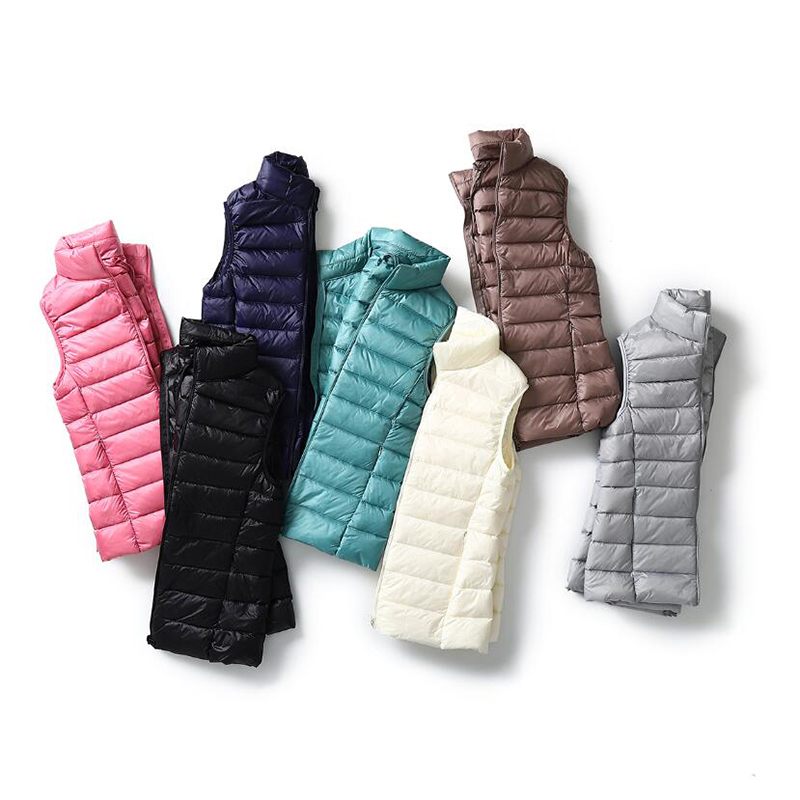 Autumn And Winter Short Ultra-Light Duck Down Windproof Vest Warm Women's Sleeveless Jacket