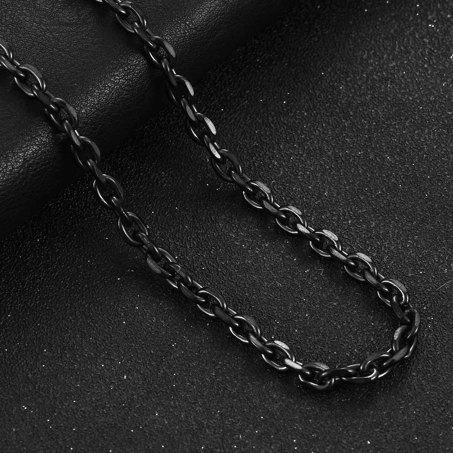 Stainless Steel O Chain for Men Women Rolo Necklace for Pendant Black Color Plated Cable Link Jewelry Accessories GiftX240919