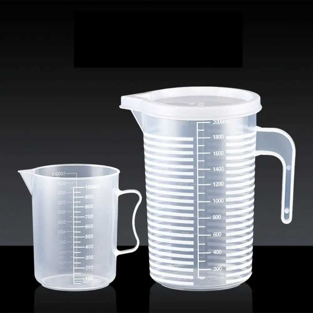 1 transparent grading measuring cup scale plastic transparent mixing cup large capacity with lid laboratory Bickel kitchen baking X2409201
