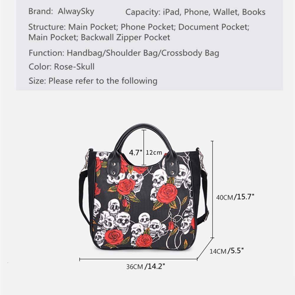 Women Fashion Rivet Handbag Purse Canvas Punk Tote with Shoulder Strap Crossbody Bag Large Capacity