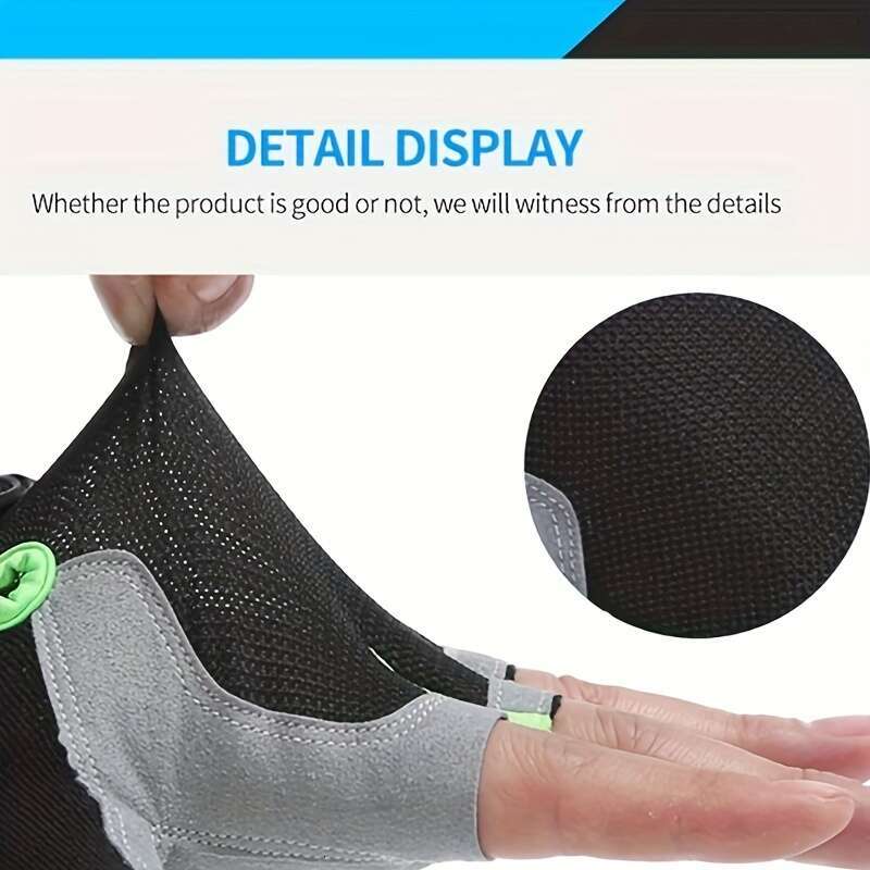 Black (1 pair) half finger silicone filled fitness gloves with hook loop closure breathable polyester fabric hand washable non slip durable palm
