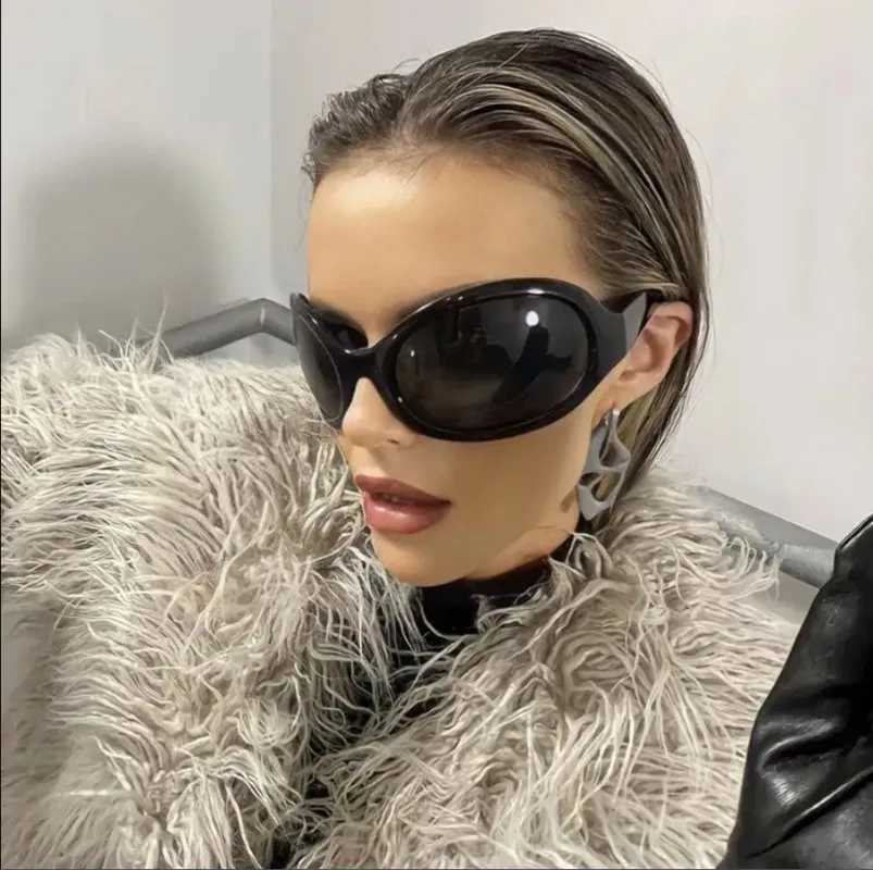 Fashion Brand Y2K Punk Sunglasses New Women Men Oval Sports Sun Glasses Female Oversized Black Shades Eyewear UV400X240920