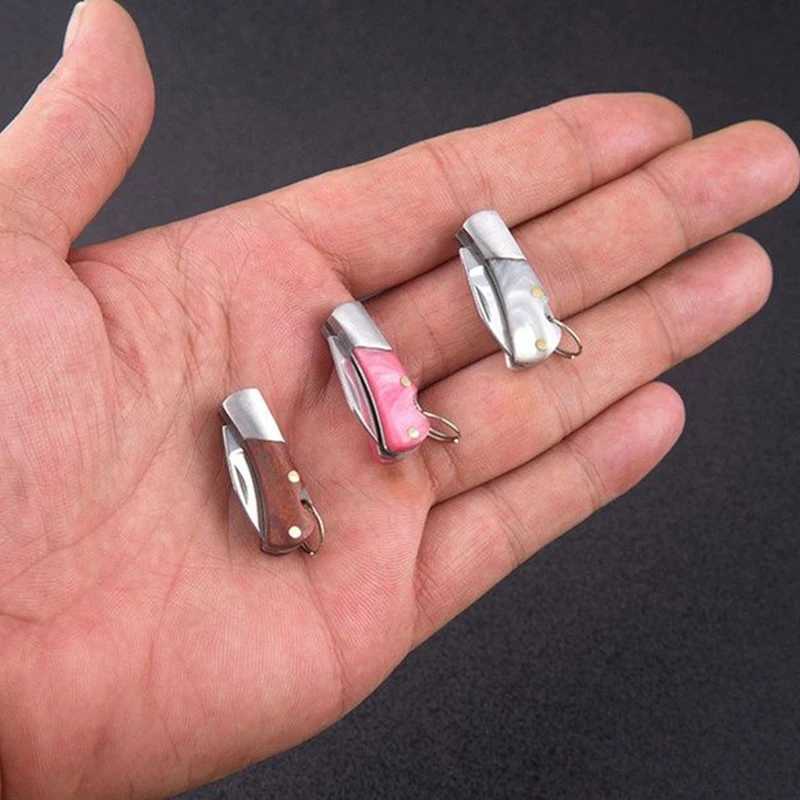 Mini Folding Knife Pendant Keychains Outdoor Hiking Camping Portable Penknife Keyrings Peel Fruit Tools Small Gifts SouvenirX240919