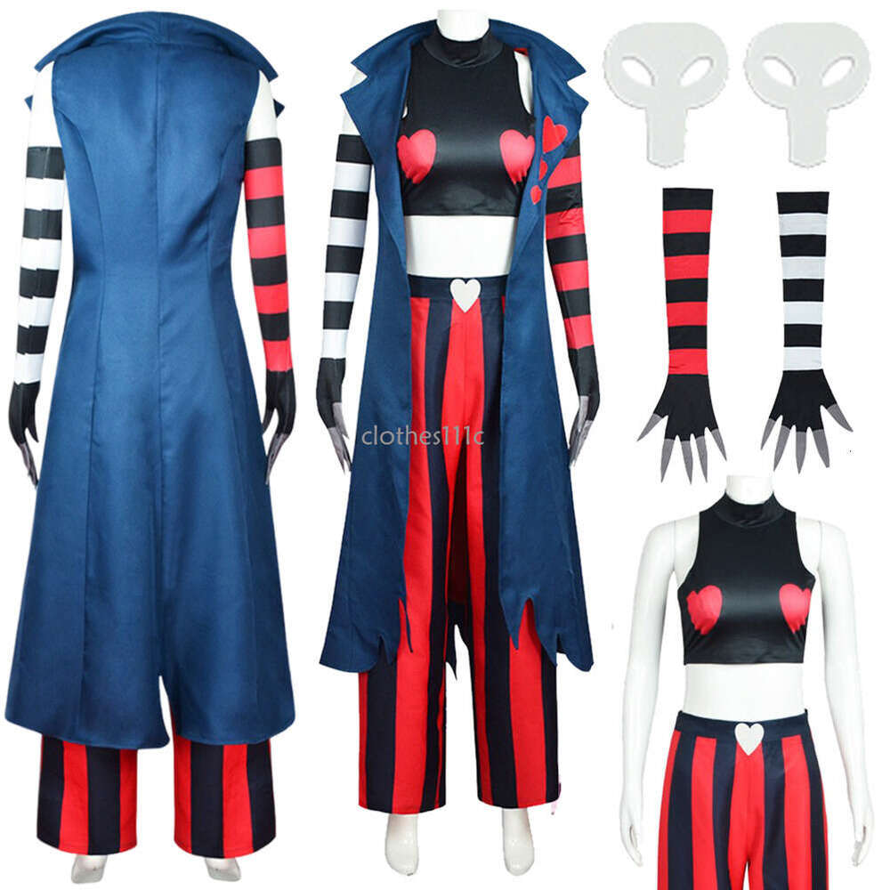 Veet Cosplay Women Earrings Costume Cartoon Hell Inn Roleplay Outfits Gloves Set Female Disguise Halloween Party Suit