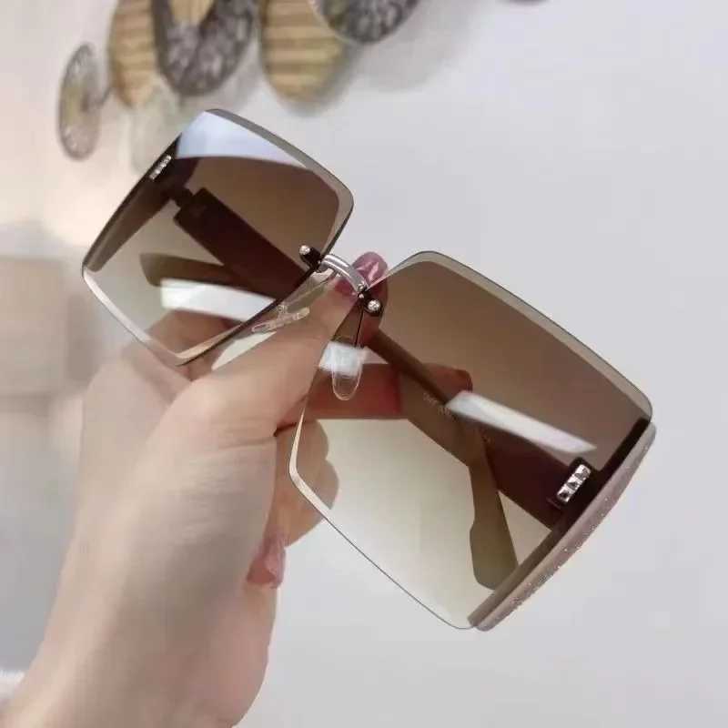 Women Retro Square Sunglasses Classic Vintage Gradient Mirror Frameless Sun Glasses Female Fashion Rimless Oculos De SolX240920