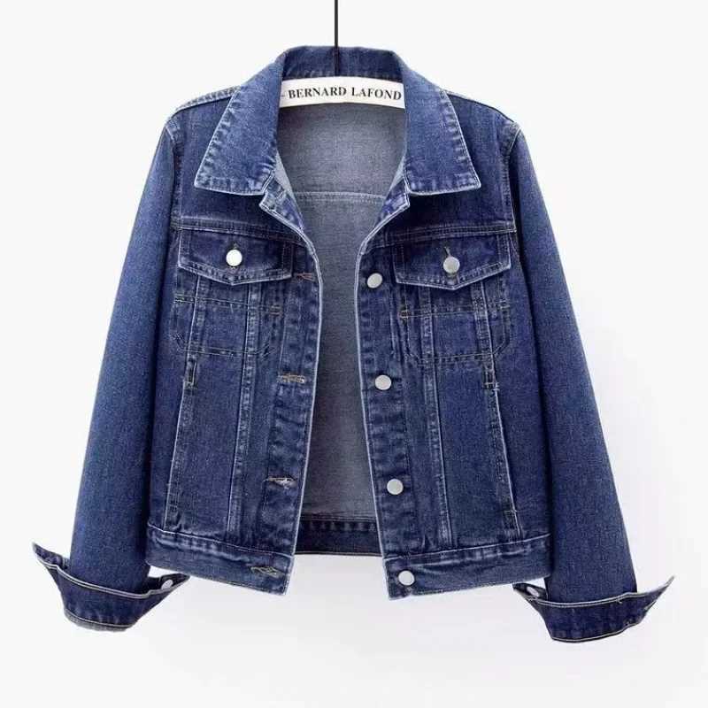 2024 Spring New Denim Jacket Womens Cropped Slim Fit Smooths Your Silhouette Versatile Cardigan Sleeve Top TrendyX240920