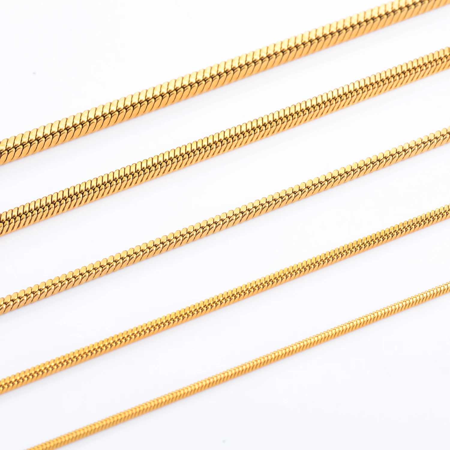 Witd 0.9/1.2/1.5/2/2.4mm Stainless Steel Square Snake Chain Necklace Gold Color For Men Womens Fashion JewelryX240919