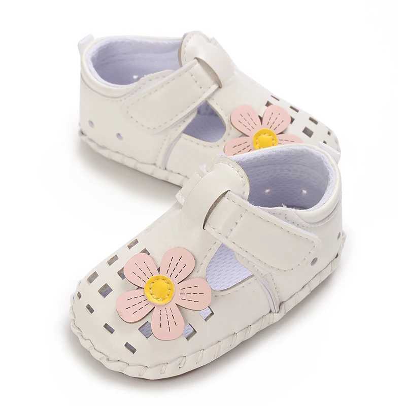 Newborn Baby Shoes Cute Little Flowers Girls Summer PU Soft Rubber Sole Anti slip First Step ventilate Sandals Princess shoes M240920